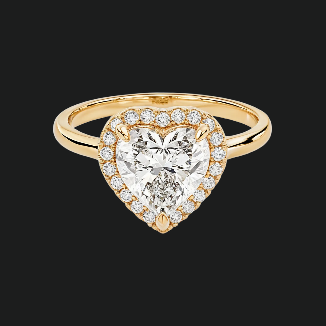 Heart Halo Diamond Accents Engagement Ring in 9kt White Gold