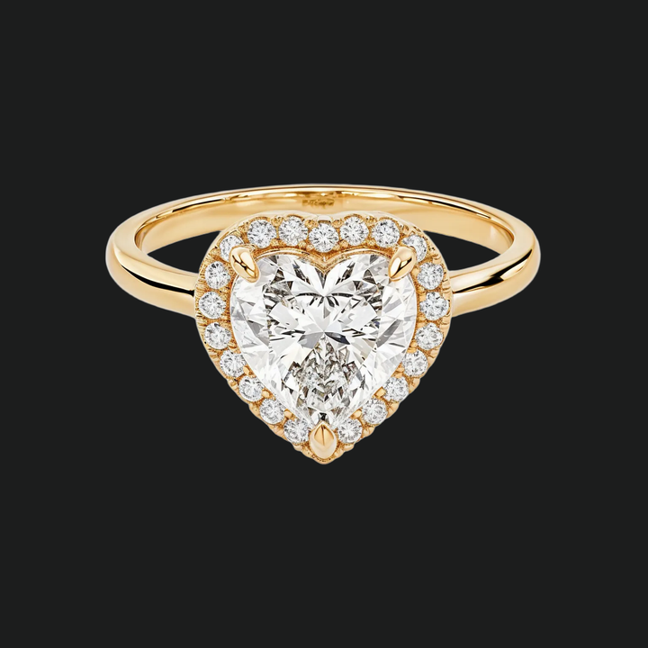 Heart Halo Diamond Accents Engagement Ring in 9kt White Gold