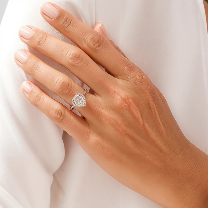 Heart Halo Diamond Accents Engagement Ring