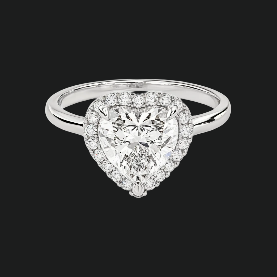 Heart Halo Diamond Accents Engagement Ring