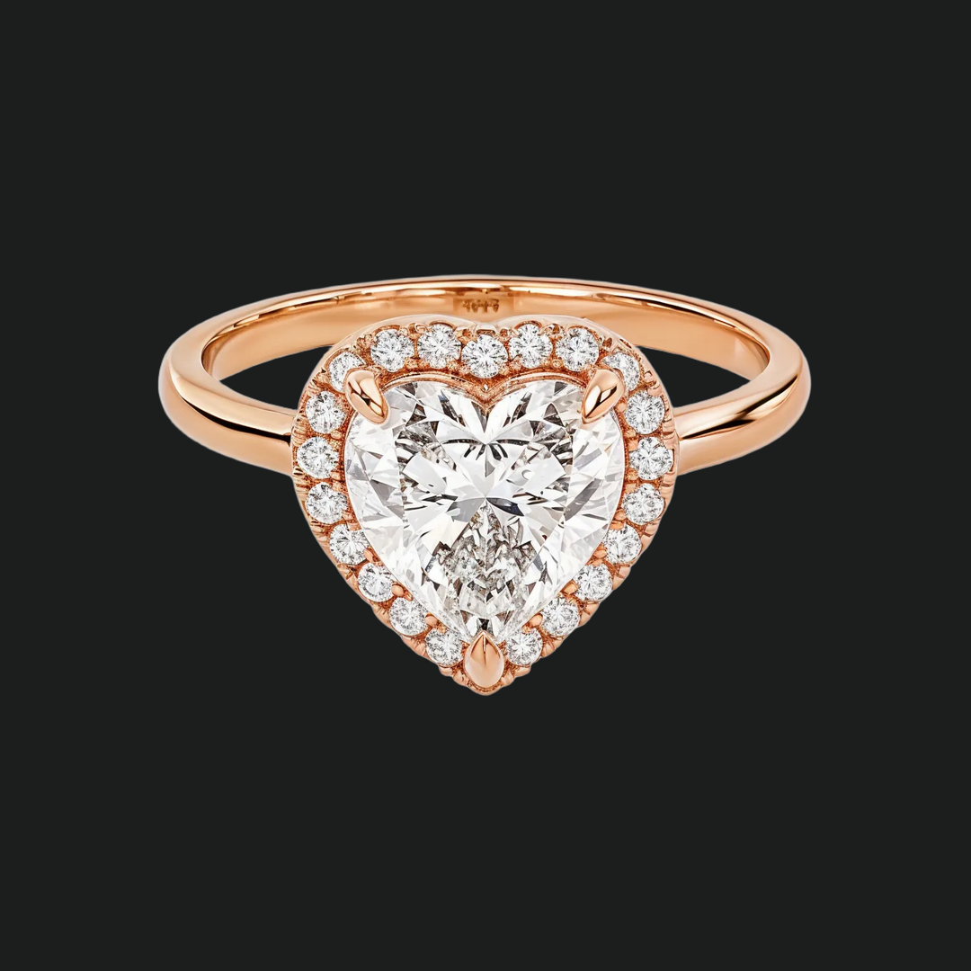 Heart Halo Diamond Accents Engagement Ring