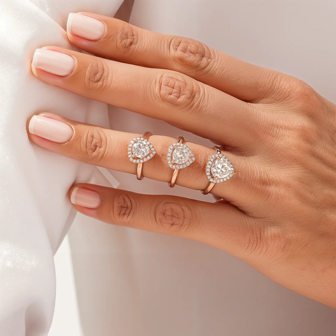 Heart Halo Diamond Accents Engagement Ring