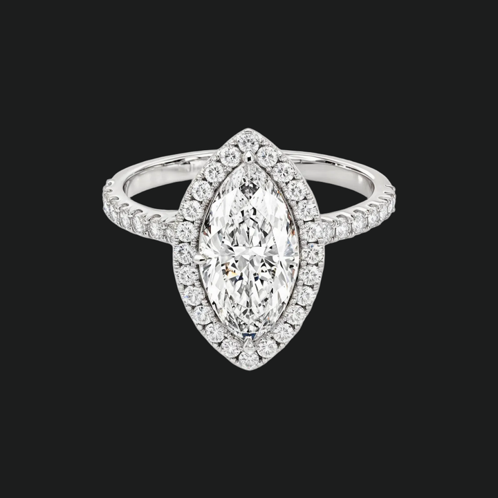 Marquise Halo Engagement Ring with Diamond Accents