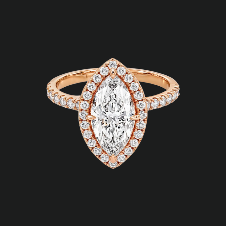 Marquise Halo Engagement Ring with Diamond Accents