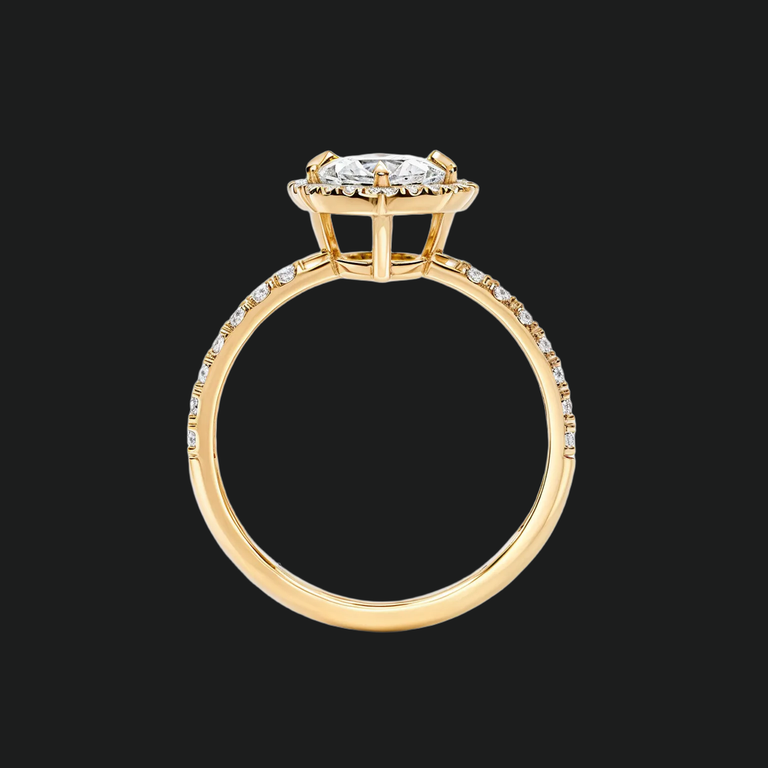 Marquise Halo Engagement Ring with Diamond Accents