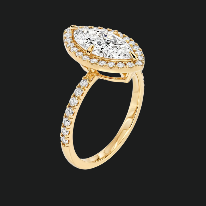 Marquise Halo Engagement Ring with Diamond Accents