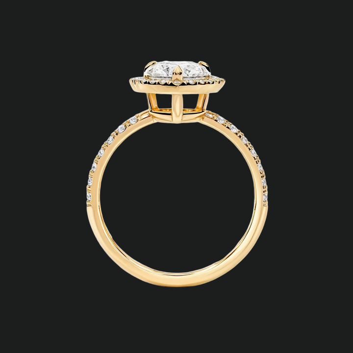Pear Cut Halo Engagement Ring with Diamond Accents