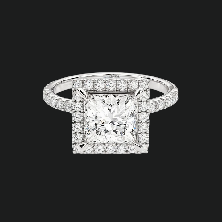 Prinses Halo -verlovingsring met diamantaccenten