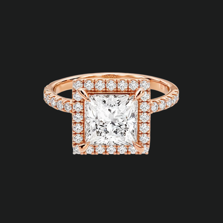Prinses Halo -verlovingsring met diamantaccenten
