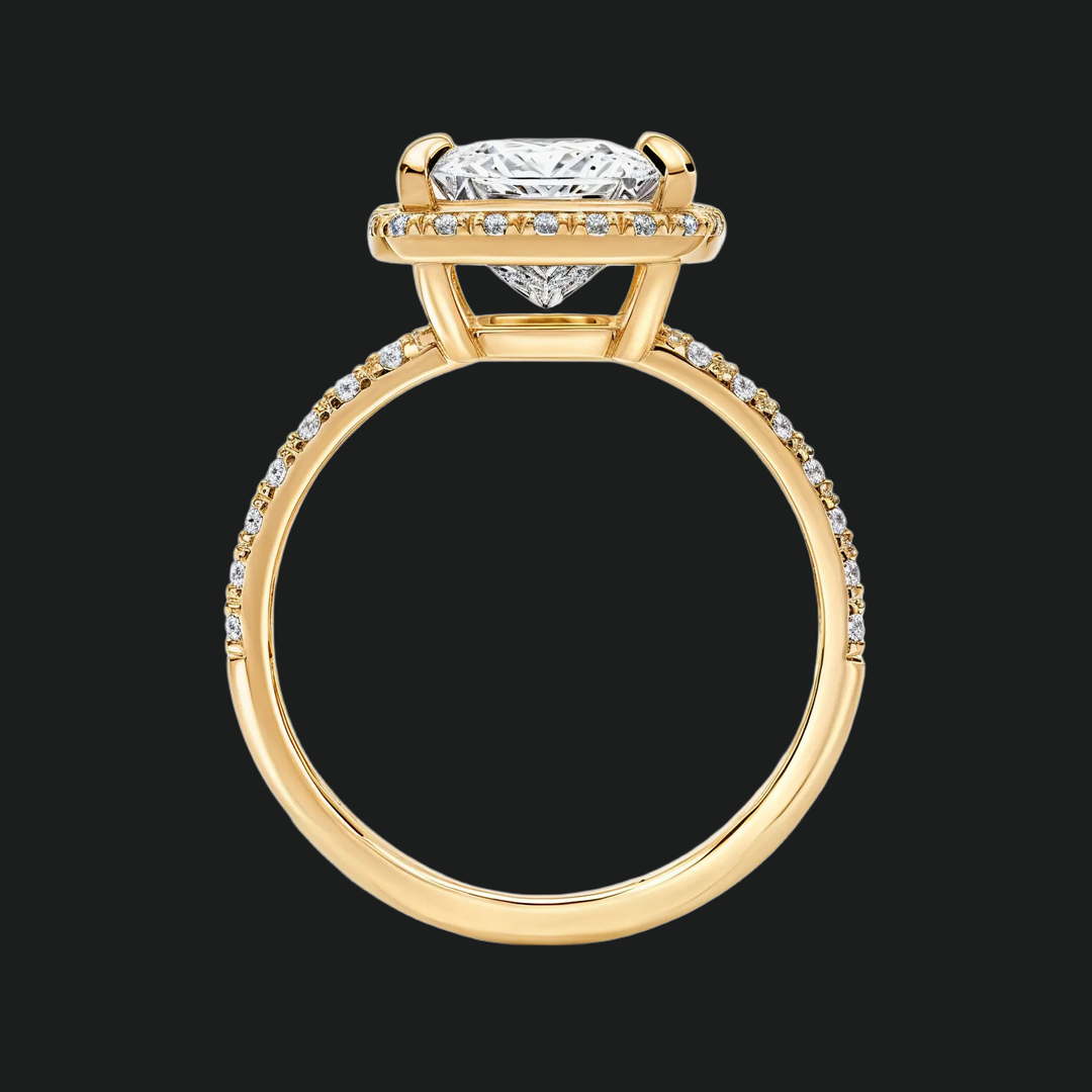Prinses Halo -verlovingsring met diamantaccenten