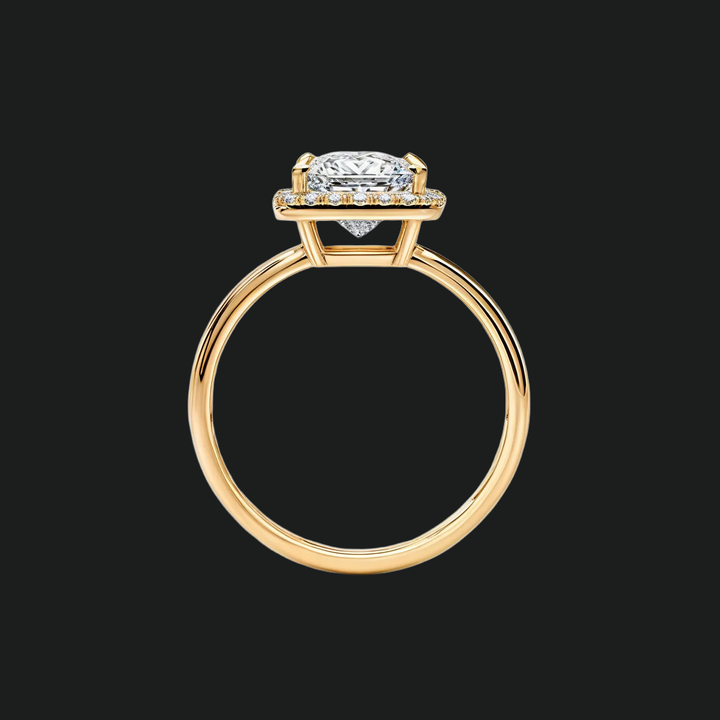 Princess Cut Halo Engagement Ring with Diamond Accents