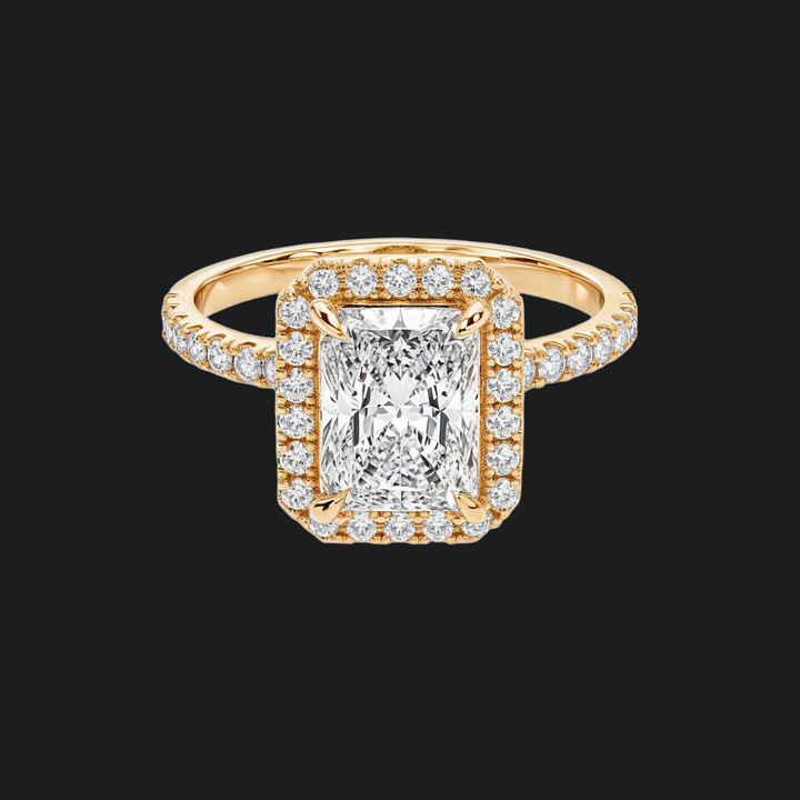 Radiant Radiant Diamond Accents Halo Engagement Rague en or blanc 9kt