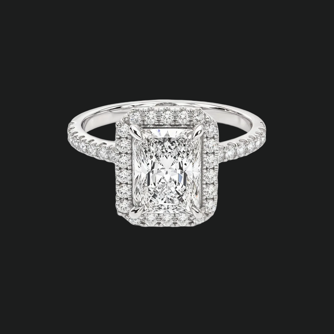 Radiante Radiant Diamond Accents Halo Engagement Anneau de fiançailles