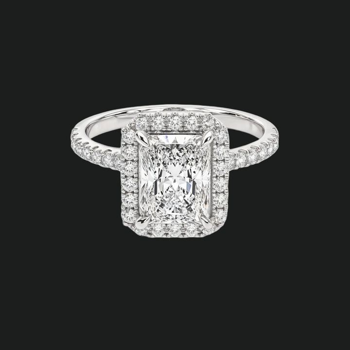 Radiante Radiant Diamond Accents Halo Engagement Anneau de fiançailles