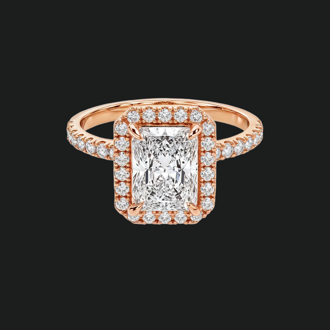 Radiante Radiant Diamond Accents Halo Engagement Anneau de fiançailles