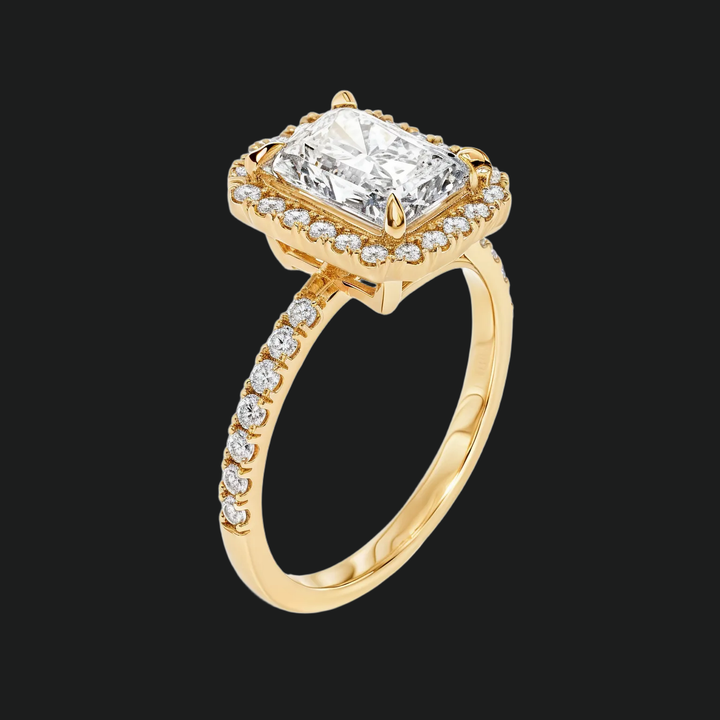 Radiante Radiant Diamond Accents Halo Engagement Anneau de fiançailles