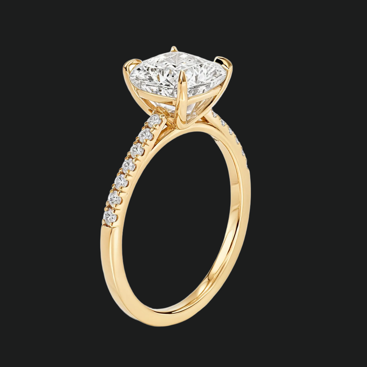 Cathedral Asscher Cut Diamond Accents Engagement Ring