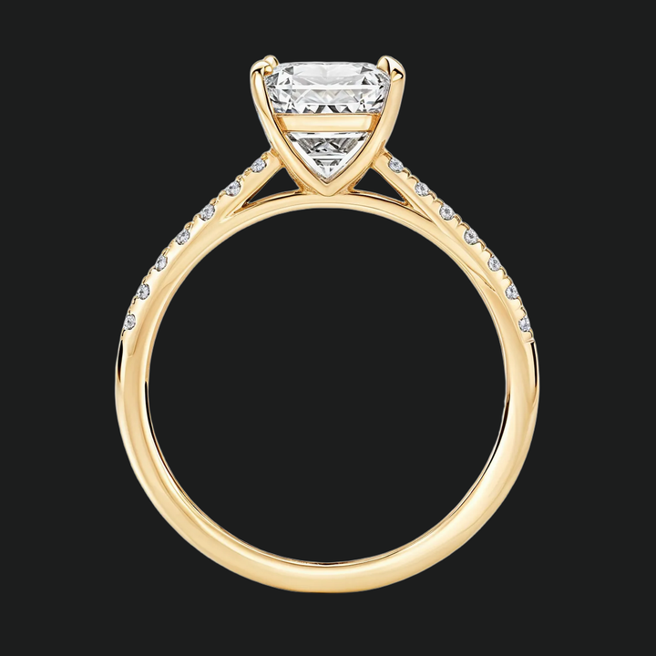 Cathedral Asscher Cut Diamond Accents Engagement Ring