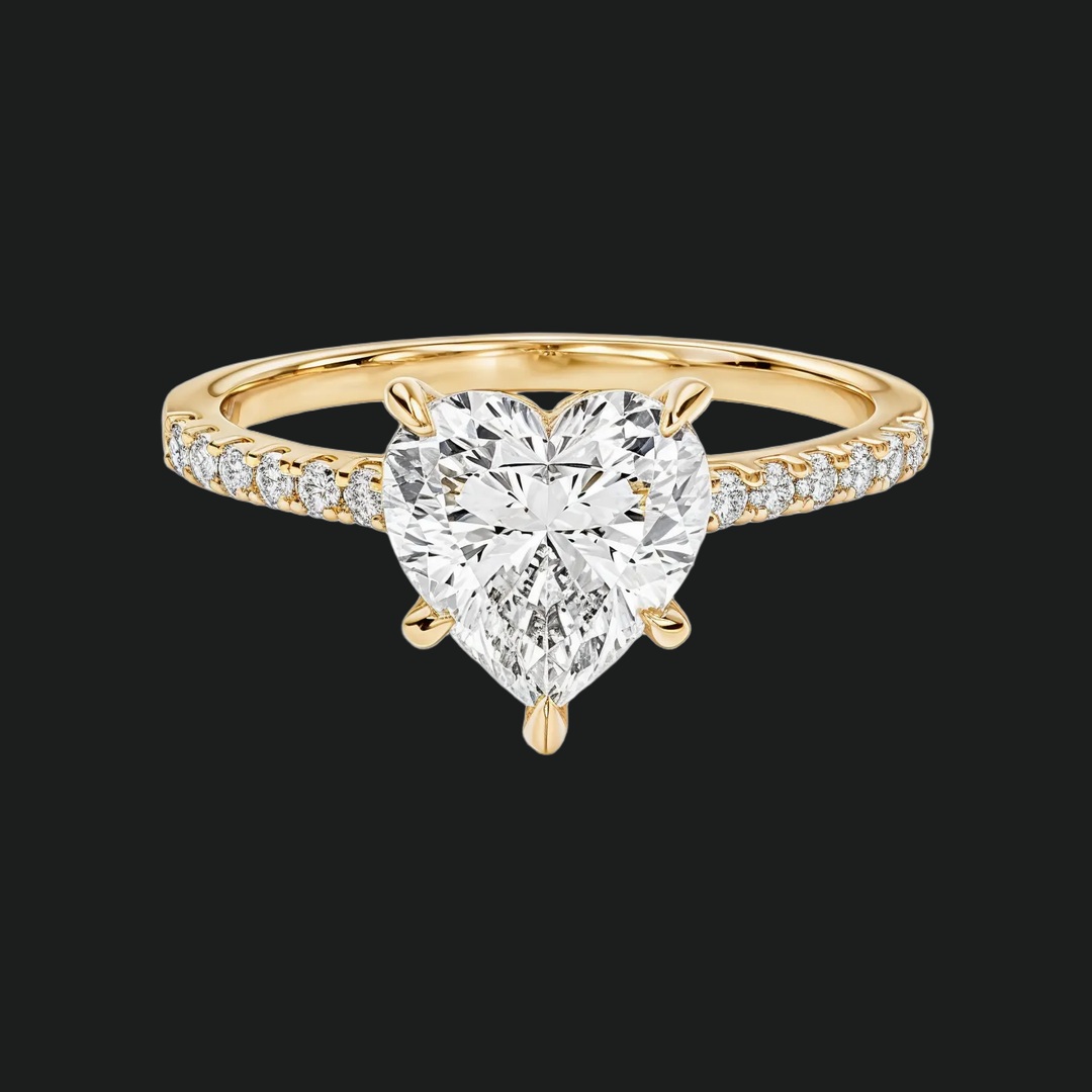 Cathedral Heart Diamond Accents Engagement Ring in 9kt White Gold