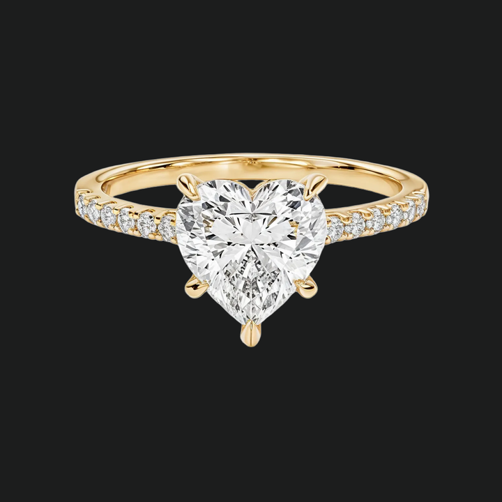 Cathédrale Heart Diamond Accents Accents Engagement Rague en or blanc 9kt