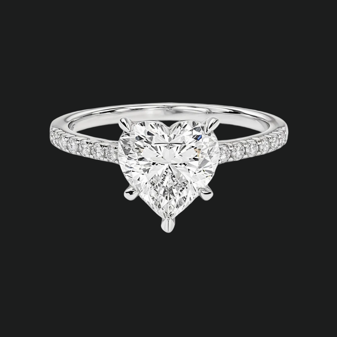 Cathédrale Heart Diamond Accents Accents Engagement Anneau de fiançailles