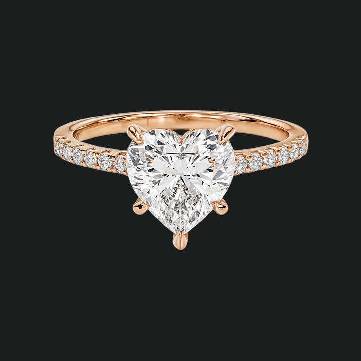 Cathédrale Heart Diamond Accents Accents Engagement Anneau de fiançailles