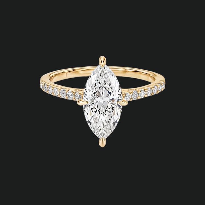 Cathedral Marquise Cut -verlovingsring met diamantaccenten in 9kt witgoud