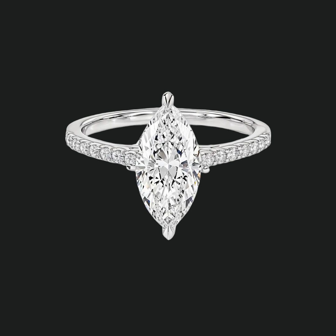 Cathedral Marquise Cut Engagement Ring met diamantaccenten