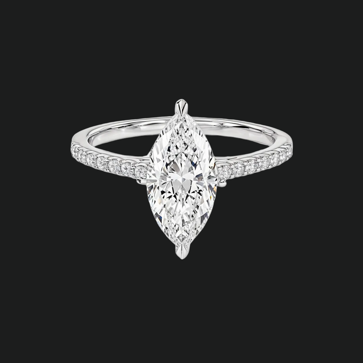Cathedral Marquise Cut Engagement Ring met diamantaccenten