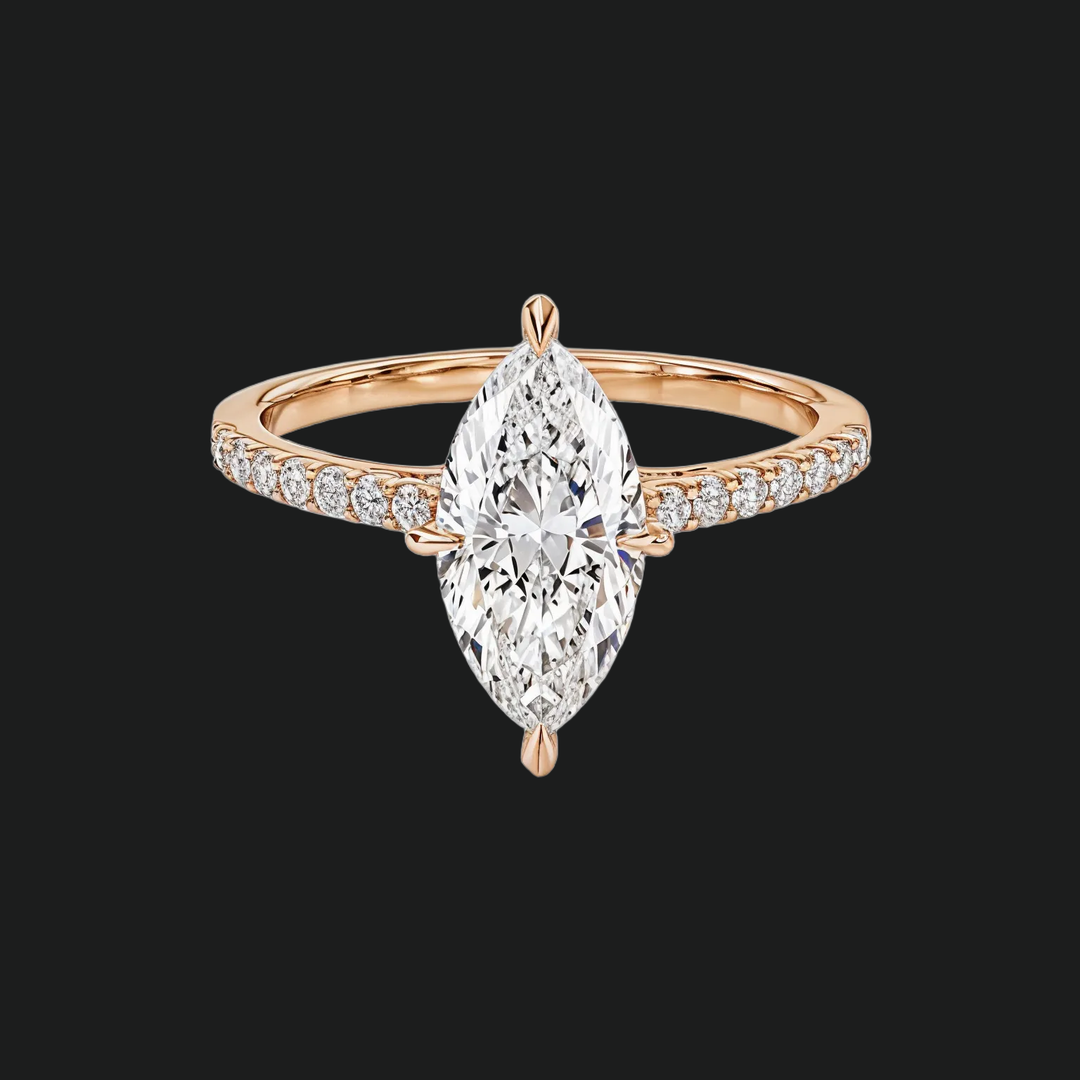Cathedral Marquise Cut Engagement Ring met diamantaccenten