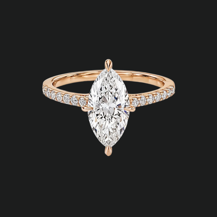Cathedral Marquise Cut Engagement Ring met diamantaccenten