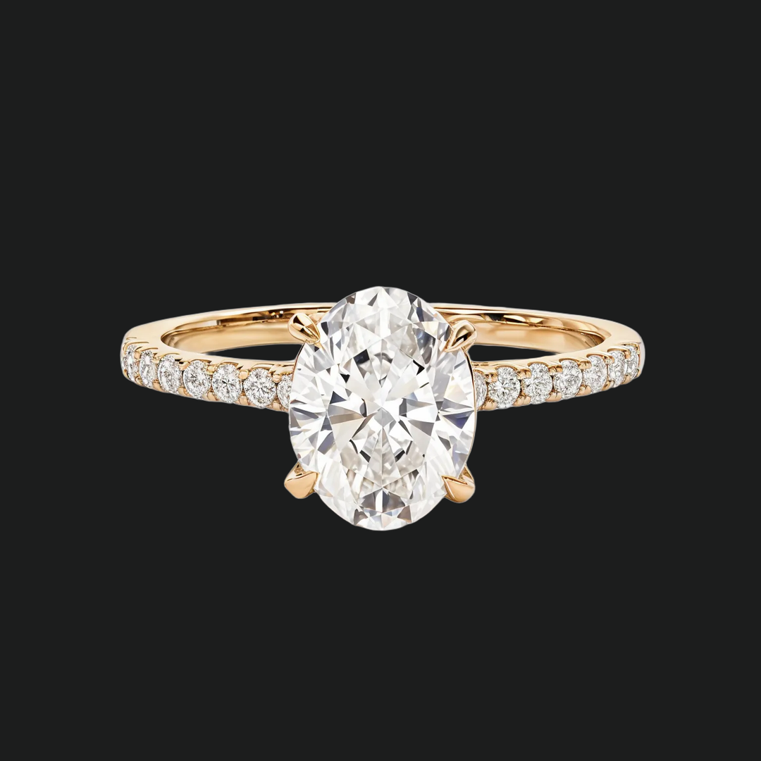 Cathedral Oval Diamond Accents Engagement Ring in 9kt White Gold