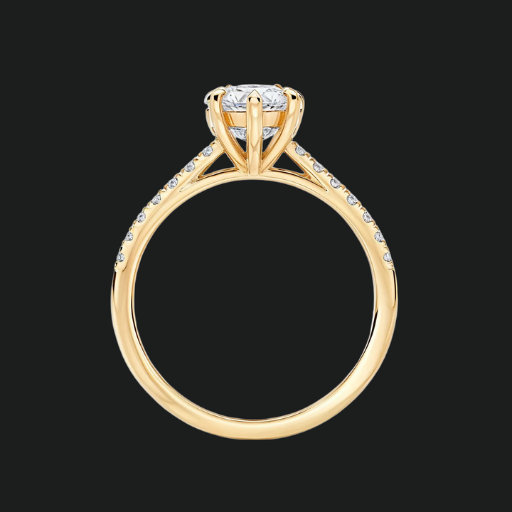 Cathedral Pear Cut Diamond Accenten verlovingsring