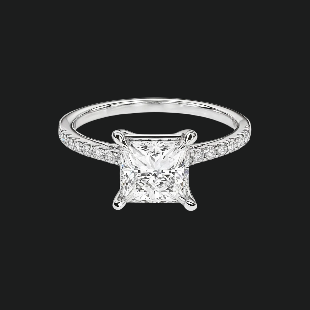 Cathedral Princess Cut -verlovingsring met diamantaccenten
