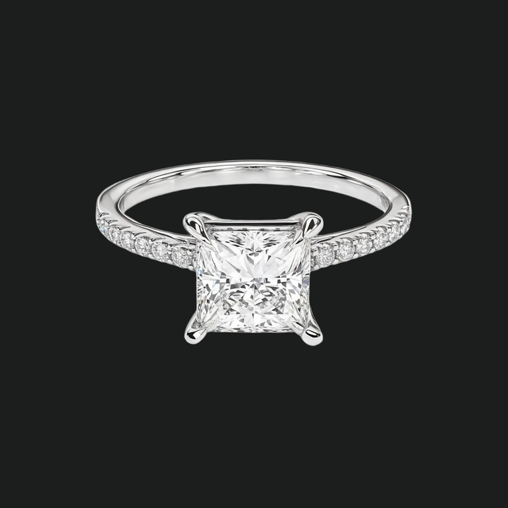 Cathedral Princess Cut -verlovingsring met diamantaccenten
