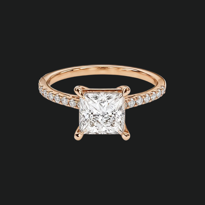 Cathedral Princess Cut -verlovingsring met diamantaccenten