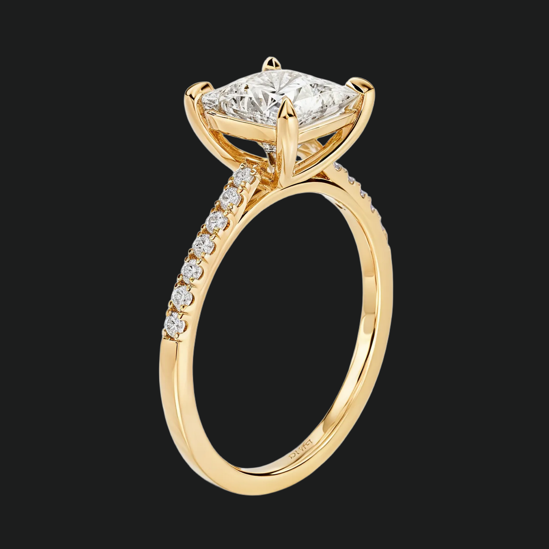 Cathedral Princess Cut -verlovingsring met diamantaccenten