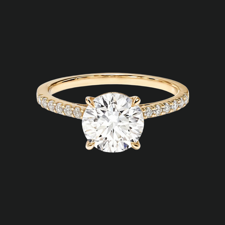 Cathedral Round Diamond Accenten verlovingsring in 9kt witgoud