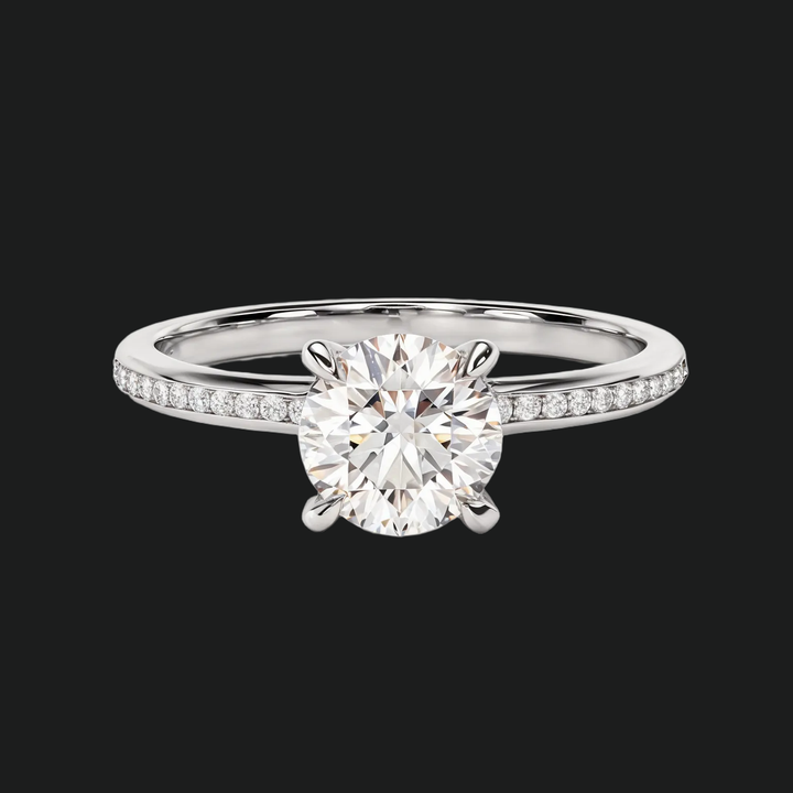 Kanaalset ronde diamant accenten verlovingsring