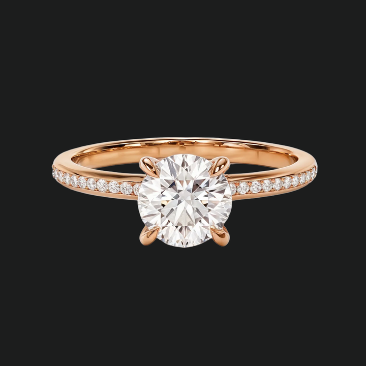 Kanaalset ronde diamant accenten verlovingsring