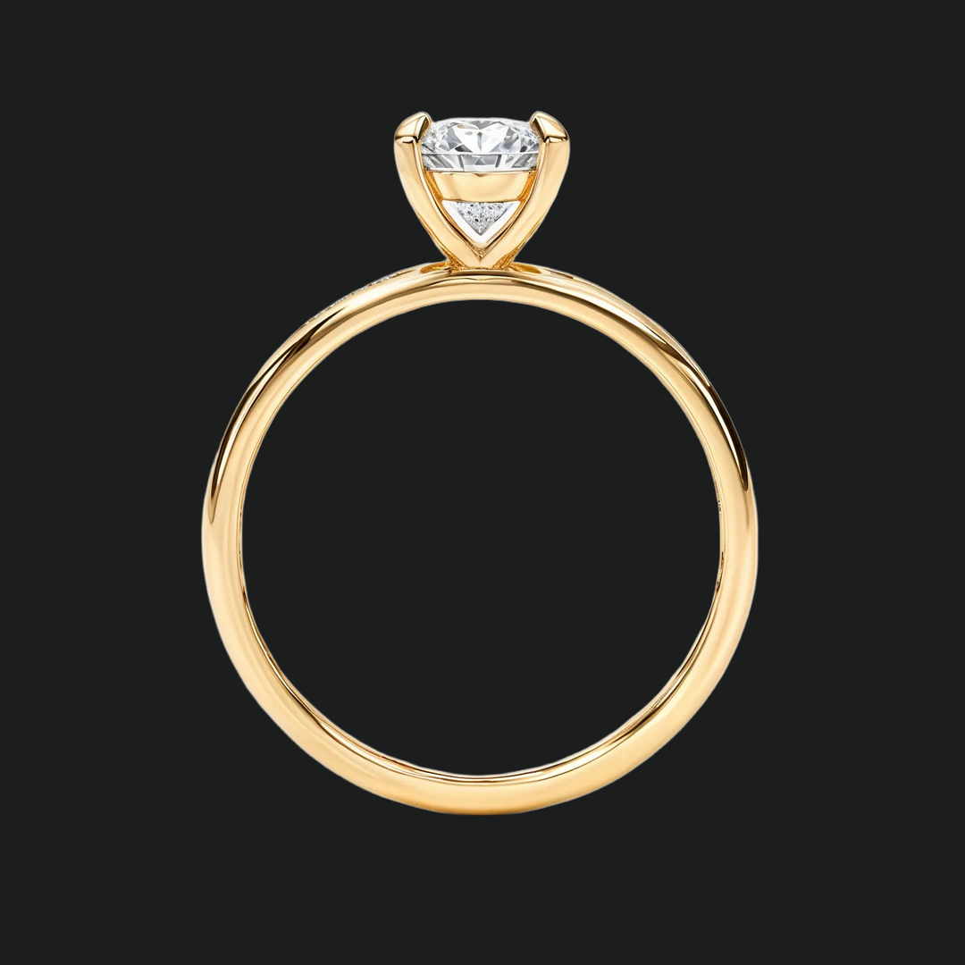 Kanaalset ronde diamant accenten verlovingsring