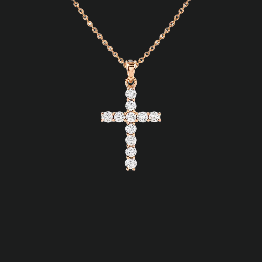 Runde Diamantkreuz -Anhänger Halskette