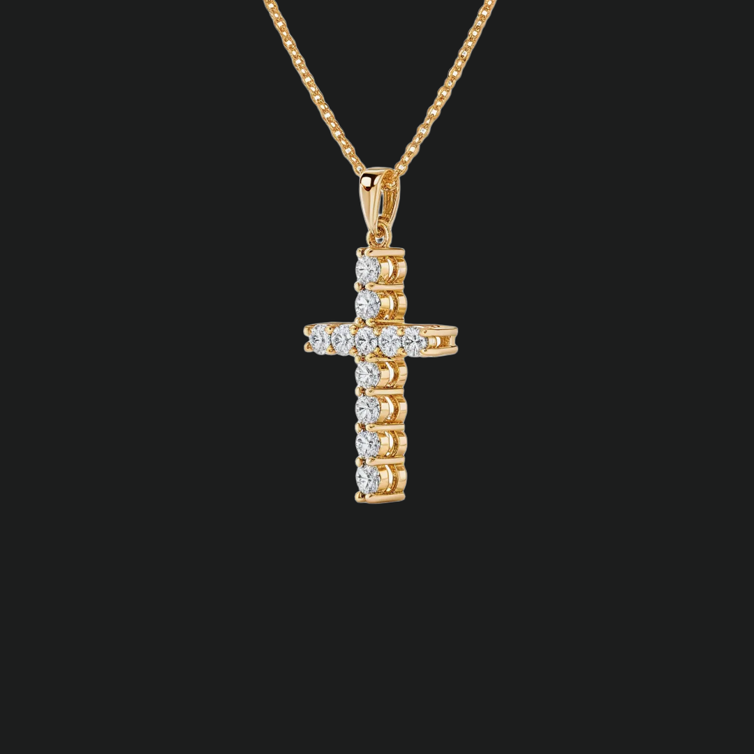 Runde Diamantkreuz -Anhänger Halskette
