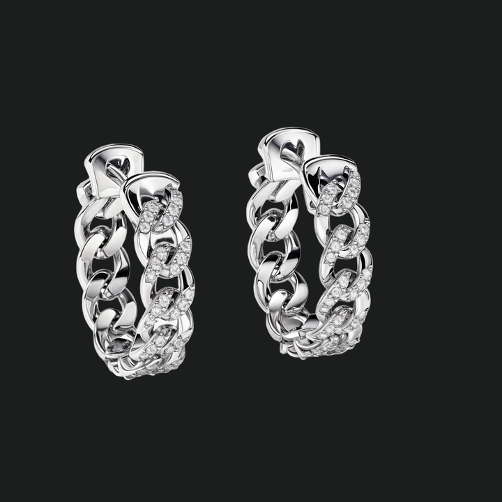 Cubaanse keten diamant knuffelhoepoor oorbellen