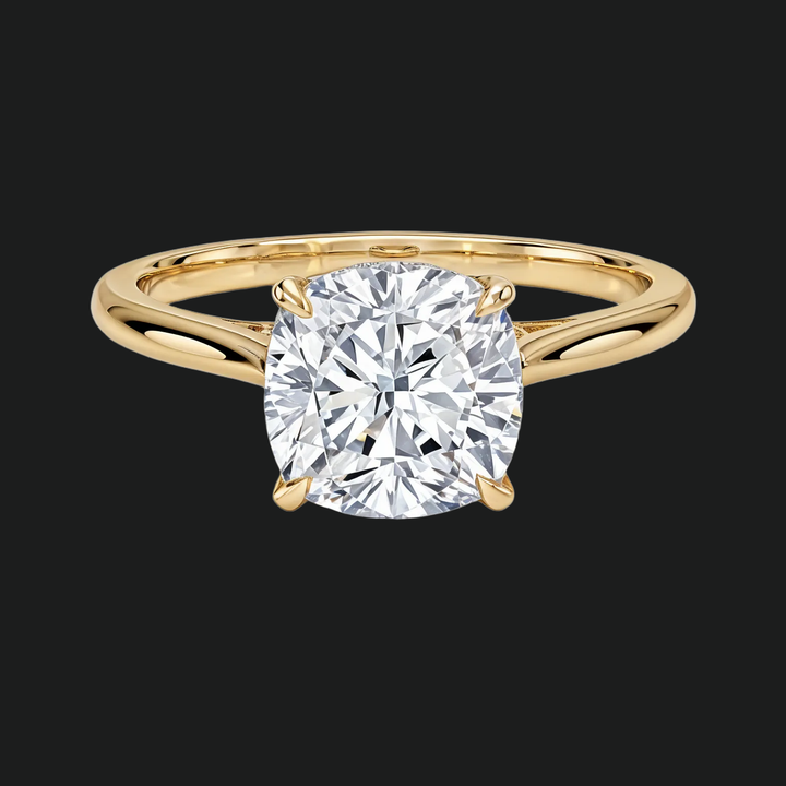 Anello di fidanzamento alone nascosto taglio cuscino in oro bianco 9kt