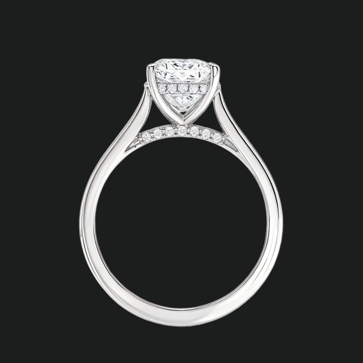 Anello di fidanzamento alone nascosto taglio cuscino