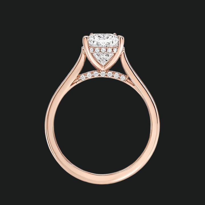 Anello di fidanzamento alone nascosto taglio cuscino