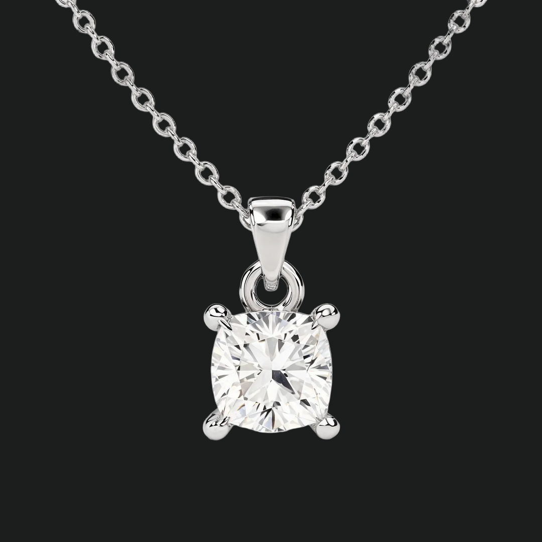 Cushion Cut Diamond Solitaire Pendant Necklace