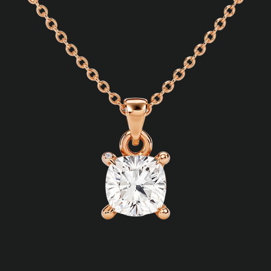 Cushion Cut Diamond Solitaire Pendant Necklace