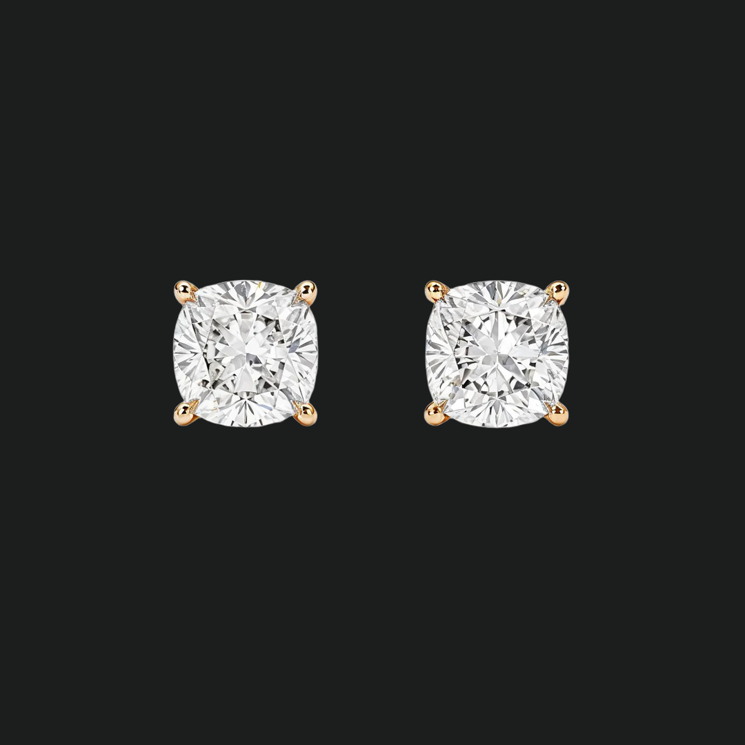 Cushion Cut Diamond Stud Earrings - 9kt White Gold with Lab-Grown Diamond